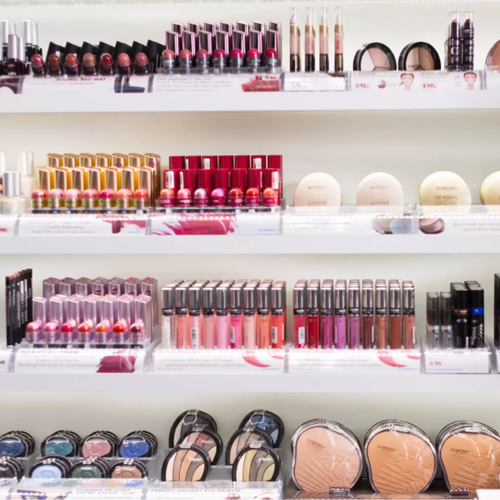 makeup rack in a store